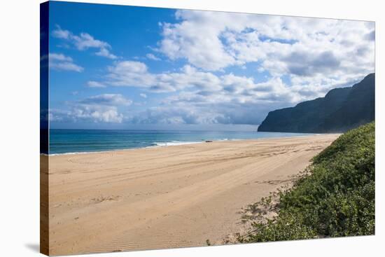 Long Sandy Beach in the Polihale State Park, Kauai, Hawaii, United States of America, Pacific-Michael Runkel-Stretched Canvas