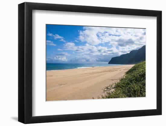 Long Sandy Beach in the Polihale State Park, Kauai, Hawaii, United States of America, Pacific-Michael Runkel-Framed Photographic Print