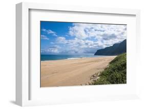 Long Sandy Beach in the Polihale State Park, Kauai, Hawaii, United States of America, Pacific-Michael Runkel-Framed Photographic Print