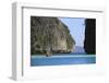 Long-Tail Boat and Limestone Cliffs. Koh Phi Phi, Thailand, December 2010-Mark Taylor-Framed Photographic Print