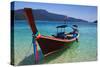 Long Tail Boat Sit On The Beach Rawi Island Thailand-lkunl-Stretched Canvas