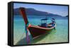 Long Tail Boat Sit On The Beach Rawi Island Thailand-lkunl-Framed Stretched Canvas