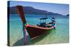 Long Tail Boat Sit On The Beach Rawi Island Thailand-lkunl-Stretched Canvas