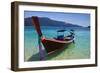 Long Tail Boat Sit On The Beach Rawi Island Thailand-lkunl-Framed Photographic Print