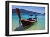 Long Tail Boat Sit On The Beach Rawi Island Thailand-lkunl-Framed Photographic Print