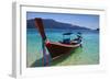 Long Tail Boat Sit On The Beach Rawi Island Thailand-lkunl-Framed Photographic Print