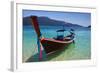 Long Tail Boat Sit On The Beach Rawi Island Thailand-lkunl-Framed Photographic Print