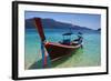 Long Tail Boat Sit On The Beach Rawi Island Thailand-lkunl-Framed Photographic Print