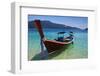 Long Tail Boat Sit On The Beach Rawi Island Thailand-lkunl-Framed Photographic Print