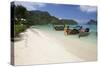 Long-Tail Boats and Beach of Ao Dalam Bay-Stuart Black-Stretched Canvas