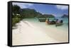 Long-Tail Boats and Beach of Ao Dalam Bay-Stuart Black-Framed Stretched Canvas