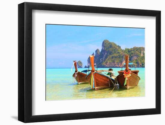 Long Tailed Boat Ruea Hang Yao in Phuket Thailand-Netfalls-Framed Photographic Print