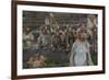 Long-Tailed Macaques (Macaca Fascicularis) Group of Juveniles on Steps at Monkey Temple-Mark Macewen-Framed Photographic Print