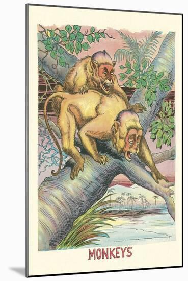 Long-Tailed Monkeys-null-Mounted Art Print
