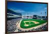 Long view of Baseball diamond and bleachers during professional Baseball Game, Comiskey Park, Il...-null-Framed Photographic Print