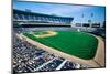 Long view of Baseball diamond and bleachers during professional Baseball Game, Comiskey Park, Il...-null-Mounted Photographic Print