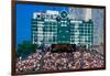 Long view of scoreboard and full bleachers during a professional baseball game, Wrigley Field, I...-null-Framed Premium Photographic Print