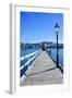 Long Wooden Pier in Akaroa, Banks Peninsula,Canterbury, South Island, New Zealand, Pacific-Michael-Framed Photographic Print