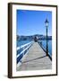 Long Wooden Pier in Akaroa, Banks Peninsula,Canterbury, South Island, New Zealand, Pacific-Michael-Framed Photographic Print
