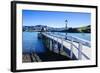 Long Wooden Pier in Akaroa, Banks Peninsula, Canterbury, South Island, New Zealand, Pacific-Michael-Framed Photographic Print