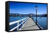 Long Wooden Pier in Akaroa, Banks Peninsula, Canterbury, South Island, New Zealand, Pacific-Michael-Framed Stretched Canvas