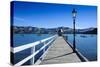 Long Wooden Pier in Akaroa, Banks Peninsula, Canterbury, South Island, New Zealand, Pacific-Michael-Stretched Canvas