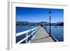 Long Wooden Pier in Akaroa, Banks Peninsula, Canterbury, South Island, New Zealand, Pacific-Michael-Framed Photographic Print