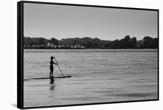 Longboard Surfer Shelter Island New York-null-Framed Stretched Canvas