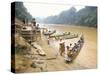 Longboat Crowded with Children Leaving for Week at School, Katibas River, Island of Borneo-Richard Ashworth-Stretched Canvas