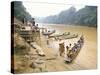 Longboat Crowded with Children Leaving for Week at School, Katibas River, Island of Borneo-Richard Ashworth-Stretched Canvas