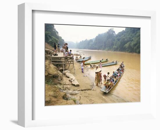 Longboat Crowded with Children Leaving for Week at School, Katibas River, Island of Borneo-Richard Ashworth-Framed Photographic Print