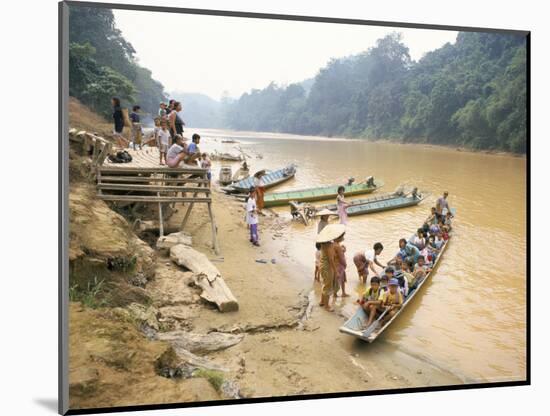 Longboat Crowded with Children Leaving for Week at School, Katibas River, Island of Borneo-Richard Ashworth-Mounted Photographic Print