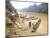 Longboat Crowded with Children Leaving for Week at School, Katibas River, Island of Borneo-Richard Ashworth-Mounted Photographic Print