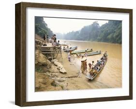 Longboat Crowded with Children Leaving for Week at School, Katibas River, Island of Borneo-Richard Ashworth-Framed Photographic Print