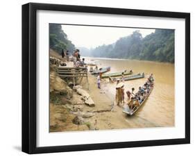 Longboat Crowded with Children Leaving for Week at School, Katibas River, Island of Borneo-Richard Ashworth-Framed Photographic Print