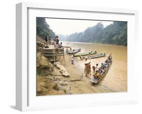 Longboat Crowded with Children Leaving for Week at School, Katibas River, Island of Borneo-Richard Ashworth-Framed Photographic Print