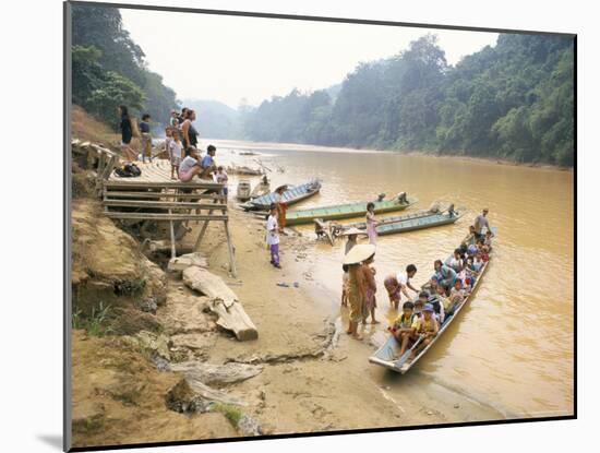 Longboat Crowded with Children Leaving for Week at School, Katibas River, Island of Borneo-Richard Ashworth-Mounted Photographic Print