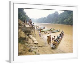 Longboat Crowded with Children Leaving for Week at School, Katibas River, Island of Borneo-Richard Ashworth-Framed Photographic Print