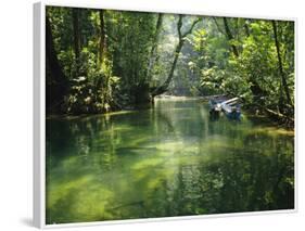 Longboats Moored in Creek Amid Rain Forest, Island of Borneo, Malaysia-Richard Ashworth-Framed Photographic Print