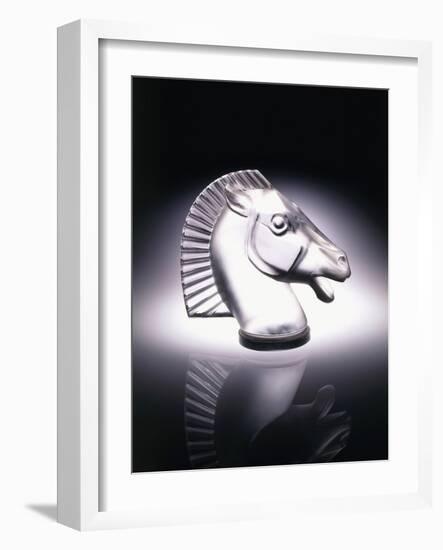 Longchamp' No. 1152B, a Clear and Frosted Glass Car Mascot, in the Form of a Horse's Head-null-Framed Giclee Print