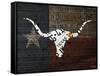 Longhorn Art with Flag-Design Turnpike-Framed Stretched Canvas