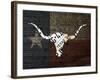 Longhorn Art with Flag-Design Turnpike-Framed Giclee Print