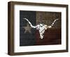 Longhorn Art with Flag-Design Turnpike-Framed Giclee Print