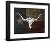 Longhorn Art with Flag-Design Turnpike-Framed Giclee Print