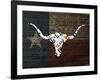 Longhorn Art with Flag-Design Turnpike-Framed Giclee Print