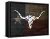 Longhorn Art with Flag-Design Turnpike-Framed Stretched Canvas