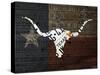 Longhorn Art with Flag-Design Turnpike-Stretched Canvas