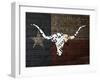 Longhorn Art with Flag-Design Turnpike-Framed Giclee Print