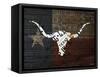 Longhorn Art with Flag-Design Turnpike-Framed Stretched Canvas