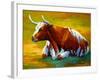 Longhorn Cow-Marion Rose-Framed Giclee Print